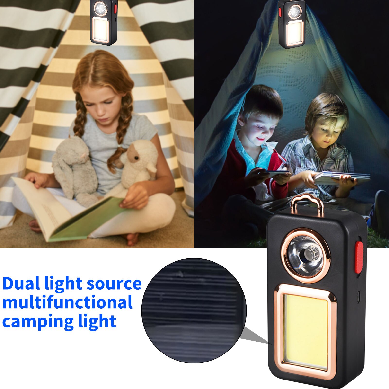 Cheap Goat Tents LED Camping Light USB Rechargeable 2 Gears Outdoor Tent Lamp Travel Lamp Portable Lanterns Emergency Lighting Tool   
